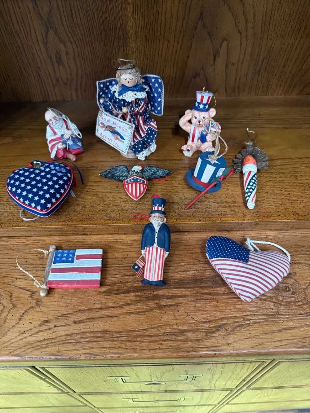 Lot of 10 Patriotic Holiday Ornaments - Blue, Red & White